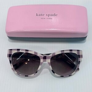 Kate Spade New‎ York Aisha S Sunglasses Black Plaid Tortoise Shell w/ Case